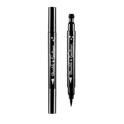 Pinkiou 2 in 1 Double-headed Liquid Eyeliner Pen Stamp Super Slim Gel Felt Tip High Pigment Black Waterproof Smudgeproof Long Lasting Tattoo Makeup Tool(Star)