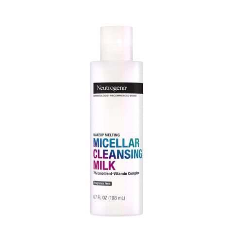 Neutrogena Makeup Melting Nourishing Micellar Milk with 7% Emollient-Vitamin Complex, Soothing Fragrance-Free Eye, Lip & Face Makeup Remover for Sensitive & Dry Skin, Oil-Free, 6.7 fl. oz