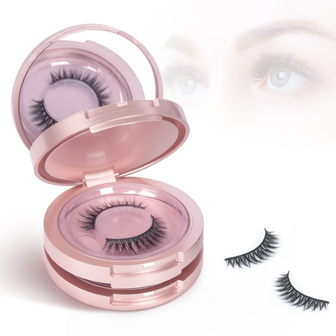 Buqikma 3 Layers Circle Eyelash Box with Mirror, Empty Eyelash Storage Case Organizers Travel Lash Case with Lash Holder for Cosmetic ?Rose Gold?