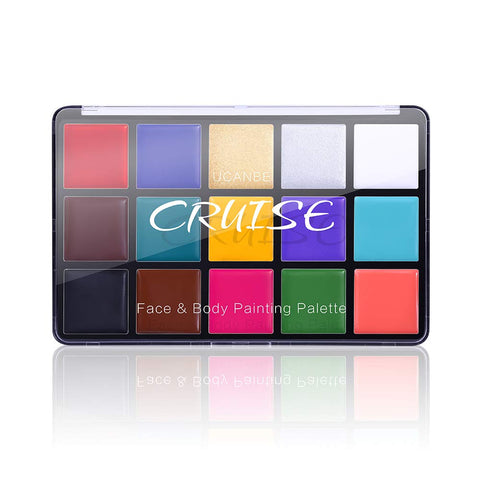 UCANBE Face Body Paint Oil, Professional 15 Colors FX Makeup Palette- Non Toxic Hypoallergenic Safe Facepaint for Halloween, Cosplay Costumes, Parties and Festivals