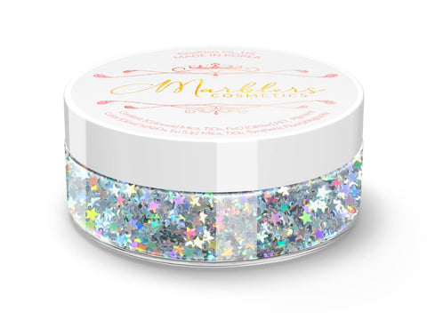 MARBLERS Cosmetic Grade Chunky Shape Glitter [Star] 0.11oz (3g) | Flake | Non-Toxic | Vegan | Cruelty-Free | Eyeshadow, Nail Polish, Nail Art | Festival, Rave & Party Makeup | Body & Face
