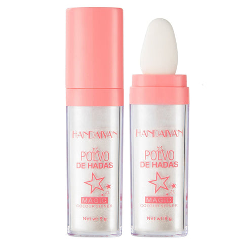 URQT Polvo De Hadas Fairy Highlight Patting Powder Highlighter Makeup Body Brightens the Natural Three-dimensional Face Powder Blusher (#01 White moonbeam)