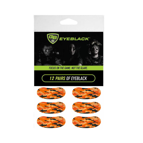 GB Eyeblack - 12 Pairs Peel & Stick Athletic Eyeblack Glare Blockers Colored Camo Orange Eye Black Stickers (Orange Camo)