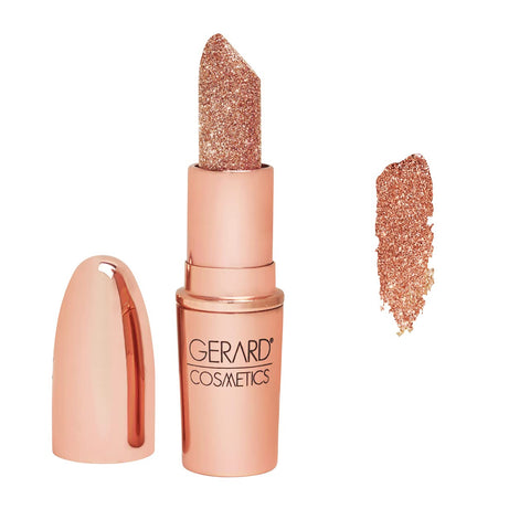 Gerard Cosmetics Glitter Lipstick - Highly Pigmented Formula Gives Metallic Finish - Glides Smoothly - Comfortable and Long-Lasting - Wear Alone or Layered Over Another Hue - Hollywood Blvd - .14 oz