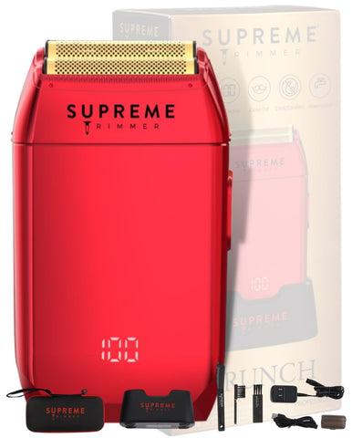SUPREME TRIMMER Foil Shaver STF602 | Men's Electric Razor for men (150 Min Runtime) Waterproof Shaver Barber use | Crunch Red