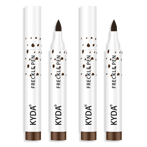 KYDA 2 Pcs Freckle Makeup Pen,Natural Lifelike Freckle Makeup Pen Magic Freckle Color,Waterproof Longlasting Soft Dot Sopt Pen,for Natural Effortless Sunkissed Makeup-Dark Brown
