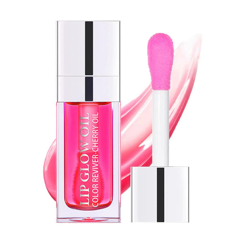 HJuyYuah Hydrating Lip Glow Oil Plumping Transparent Lip Care Non-sticky Big Brush Head Glitter Shine Primer Lip Tint 6ML (#03)