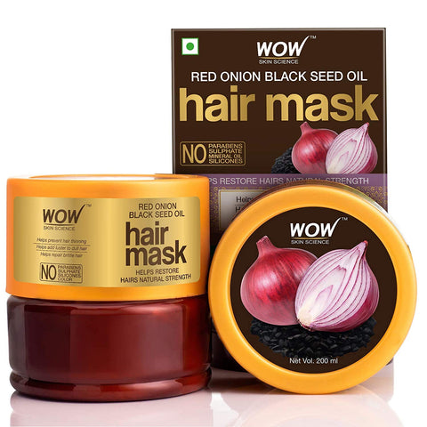 WOW Skin Science Red Onion Black Seed Oil Hair Mask with Red Onion Seed Oil Extract and Black Seed Oil, 200 ml