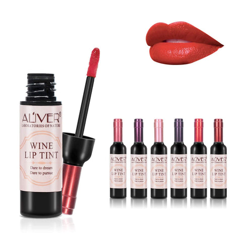 ALIVER 6 Colors Wine Liquid Lipstick, Lady Long Lasting Make Up Gloss Matte Lip Tint Wine Bottle Cover, Matte Lip Gloss (6pcs lipgloss)