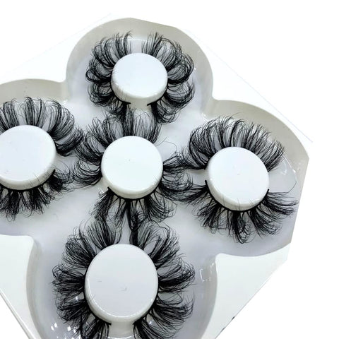 HBZGTLAD NEW 4 Pairs 3D Mink Hair False Eyelashes Criss-cross Wispy Cross Fluffy length 25-30mm Lashes Extension Handmade Eye Makeup Tools (854A)