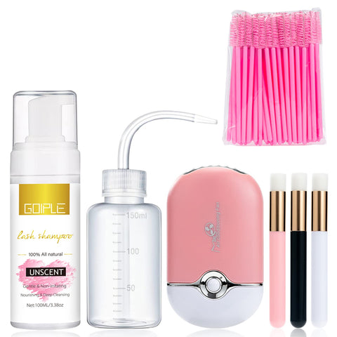 WOZUTUNT Eyelash Extension Cleanser Lash Mousse Lash Shampoo for Extensions, USB Mini Portable Fan Rechargeable Electric Handheld Air Conditioning (pink)