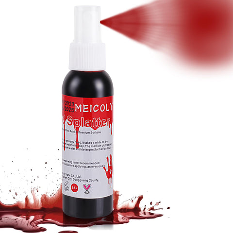 MEICOLY Fake Blood Spray,2.1oz Halloween Blood Splatter,Liquid Blood for Clothes, Zombie Bride,Vampire and Monster SFX Scary Clown Makeup & Dress Up,Dark,1 Pack