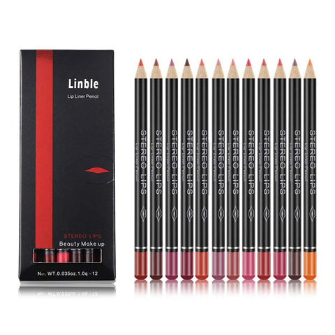 Matte Lip Liner Pencil Set - 12 Assorted Colors Natural Lip Makeup Soft Pencils Waterproof and Long Lasting Velvet Lip Liners (red, pink, rose, plum, peach, cherry, dark brown etc)