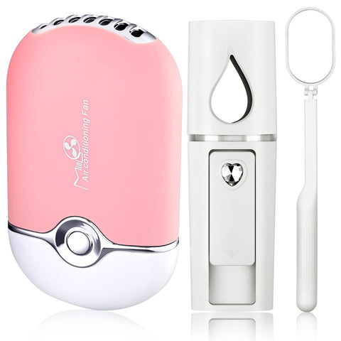 3 Pcs Nano Mister for Lash Extensions Mini USB Lash Fan Dryer for Eyelash Extensions Handheld Lash Mirror Portable Facial Steamer 20 ml Water Tank for Lash Extension Supplies(Pink, White,Heart Style)