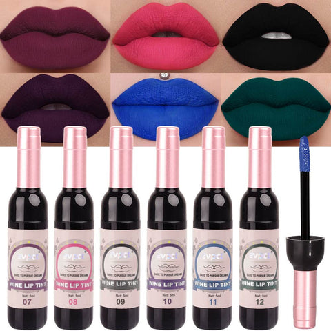 6 Colors Matte Red Wine Liquid Lipstick Pack Set,Wine Lip Tint Long Lasting 24 Hour Waterproof Velvet Nonstick Cup Lipgloss Lip Stain Pigmented Lip Makeup Gift Sets for Girls and Women Labiales