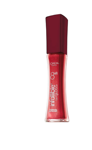 L'Oreal Paris Infallible 8HR Plumping Lip Gloss, Red, 0.21 Ounces