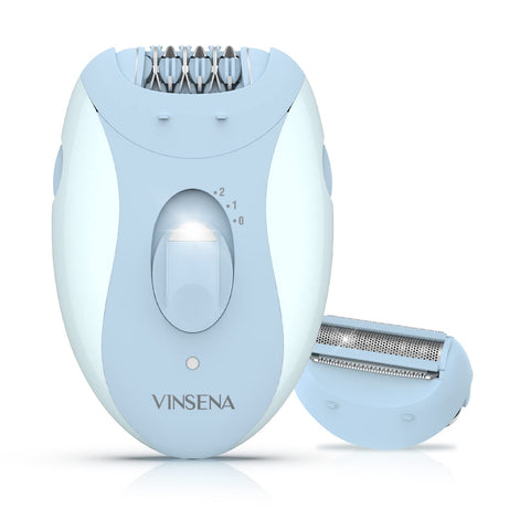 Epilator for Women, VINSENA 2 in 1 Electric Epilators Hair Removal Kit, Cordless Hair Epilator for Women with Epilator Head & Shaver Head, for face, Underarms, Legs, Arms, Bikini, with LED Light