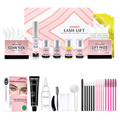 Lash Lift and Black Kit, Professional Eyelash Perm Kit and Black Eyelash & Eyebrow Set 3 in 1, Quick Lifting & Voluminous Coloring with Complete Tools for Salon Grade Home DIY