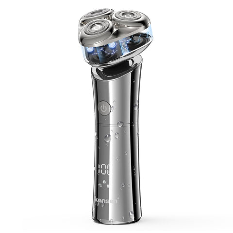 Electric Razor for Men, kensen Rechargeable Men's Rotary Shaver: Cordless, Waterproof, Wet & Dry, 3D Magnetic Floating Head, LED Display - The Ultimate Electric Razor for Men's Shaving