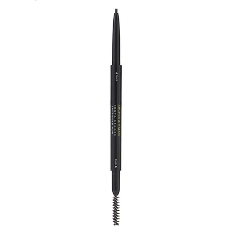 Arches & Halos Micro Defining Brow Pencil - For a Fuller and More Defined Brow, Long-Lasting, Smudge Proof, Rich Color - Dual Ended Pencil with Brush - Vegan and Cruelty Free Makeup - Charcoal, 0.003 oz