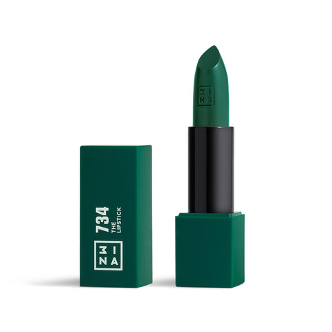 3ina MAKEUP - Vegan - Cruelty Free - The Lipstick 734 - Green Lipstick - 5h Lasting Lipstick - Highly Pigmented - Matte - Vanilla Scented - Lipstick with Magnetic Cap