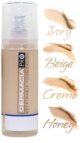 Dermacia PRO Breathable Foundation (Ivory), Dr. Recommended, Hypoallergenic, Long Lasting, Lightweight, Professional Oxygenating Makeup, Best for Sensitive Skin, Acne & Rosacea, Made in USA
