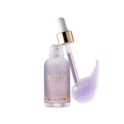 Flower Beauty Supernova Celestial Skin Elixir - Vegan Makeup Face Primer with Ultra-light Texture & Fast Absorbing Formula, Contains 6 Antioxidant Rich Oils with Smoothing & Brightening Effect (Pack of 1)