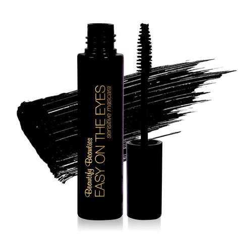 EASY ON THE EYES Sensitive Eye Mascara By Beautify Beauties - Hypoallergenic Mascara For Contact Lens Wearers - Non-irritating, Fragrance-free Mascara For Natural Looking Lashes- 0.35 oz (Black)