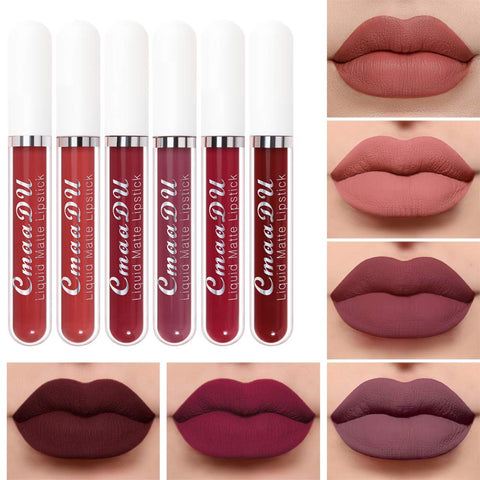 6Pcs Matte liquid lipstick Set,Dark Red Matte Lipstick Lip Stain Long Lasting 24 Waterproof Lip Gloss Gift Set ,Lipstick Sets for Women Lippies Lip Matte Makeup Lipgloss Beauty Cosmetics (Color-05)