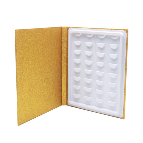 16 Pair Eyelash Storage Book,Makeup Display Sample Container,Eyelash Catalog Travel Glitter Paper(Gold)