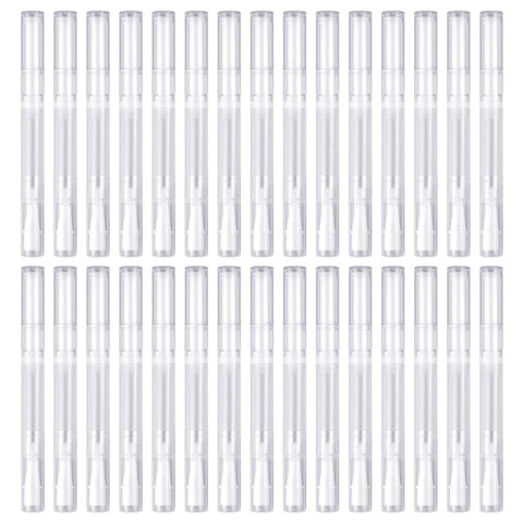 30Pack 3ML Transparent Twist Pens, Empty Nail Oil Pen Brush Cosmetic Lip Gloss Container Applicators