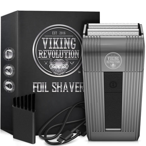 Viking Revolution Mens Foil Shavers for Men - Close Shave Electric Shavers for Men Face Foil Razor - Cordless Electric Razors for Mens Face Shaver for Men - Foil Shaver Barber Travel Shaver (Gunmetal)