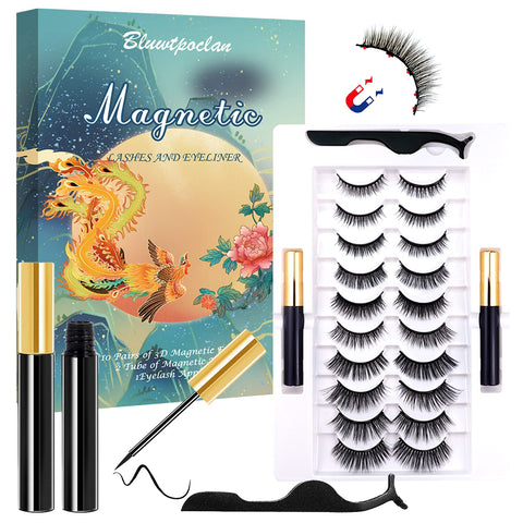 Magnetic Eyelashes Kit Magnetic Eyeliner Reusable Different Lengths&Densities Magnetic Lashes False Eyelashes Natural Look - No Glue Needed(10-Pairs)