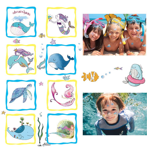 188PCS Ocean Temporary Tattoos for Kids - Mermaid, Dolphin, Whale Tattoo Body Stickers - Cartoon Tattoos Sticker for Boy Girl Birthday Party Decorations Supplies Favors(12 Sheets)