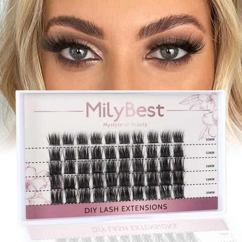 MilyBest Lash Clusters 50 Pcs Cluster Lashes C/D Curl False Eyelashes Lash Extension Pack Mega Volume Individual Lashes Eyelash Clusters Extensions Wispy Lashes Cluster DIY at Home