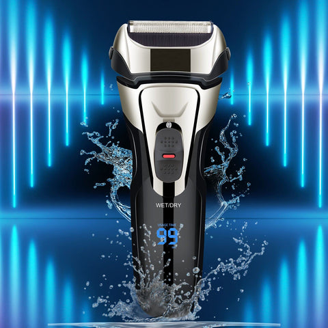 Gbuild Wet Dry Rechargeable Mens Shaver Electric Foil for Men Face Waterproof, USB Travel Cordless Man Electric Razor Shaving Facial with Trimmer