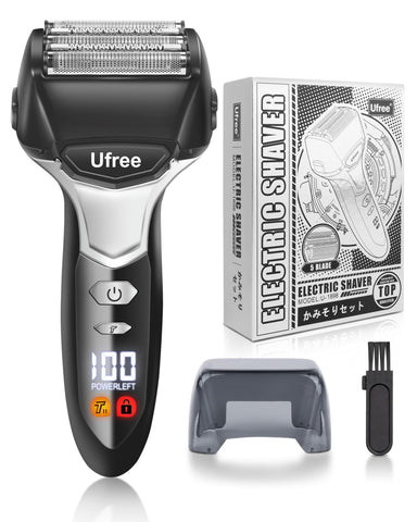 Ufree Electric Razor for Men, Waterproof 5-Blade Foil Shaver, 2 Speeds Electric Shavers for Men Face Shaving Machines with Pop-up Beard Trimmer, Gifts for Men, Rechargeable, Wet & Dry Shave
