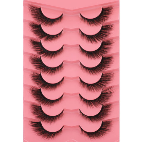 Wispy Fox Eye Lashes Natural Look Fluffy False Eyelashes Pack Natural L Curl Cat Eye False Lashes that Look Like Extensions 18MM 3D Faux Mink Lashes 8 Pairs by Ruairie