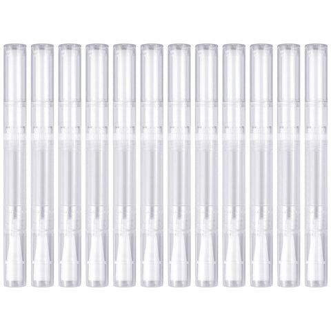 12 Pack 3 Ml Transparent Twist Pens Empty Nail Oil Pen Brush, Cuticle Oil Pen Cosmetic Lip Gloss Container Applicators