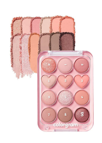 COLORGRAM Pin Point Eyeshadow Palette 01 Peach+Coral= | Eyeshadow Palette for Daily makeup, Ultra-Blendable, Matte, Glitter, Shimmer Shades