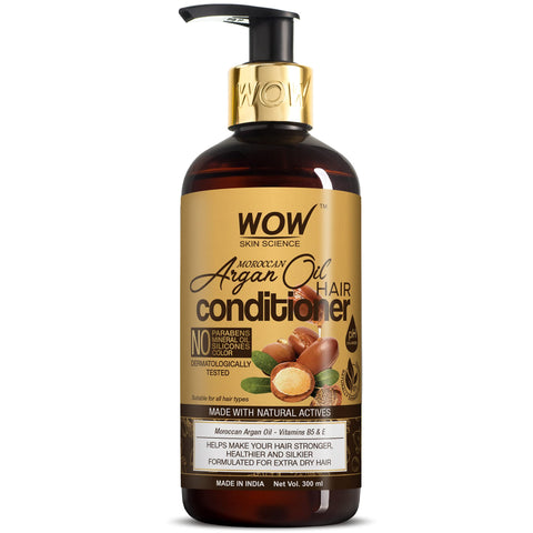 WOW Skin Science Moroccan Argan Oil Conditioner For Dry Hair /Frizz Free Hair- No Sulphates, Parabens, Silicones, Salt & Colour, 300 ml