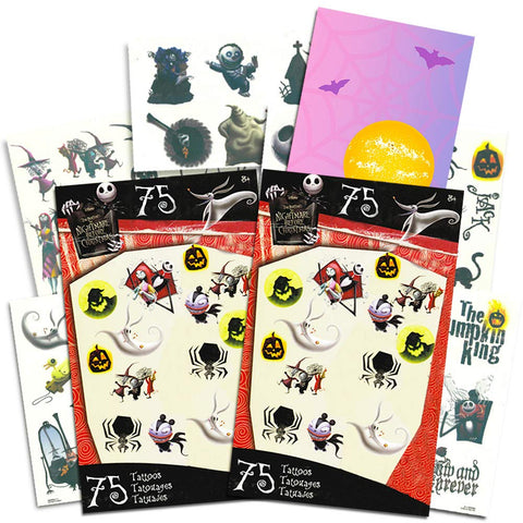 Nightmare Before Christmas Tattoos Party Favors Pack -- 150 Temporary Tattoos Featuring Jack Skellington, Oogie Boogie, Sally, and Zero