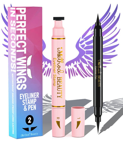 iMethod Liquid Eyeliner and Eyeliner Stamp Waterproof Eye Makeup, Eye Liner & Winged Eyeliner Stamp, Perfect Cat Eye in Seconds, Long-Lasting, 2 Counts