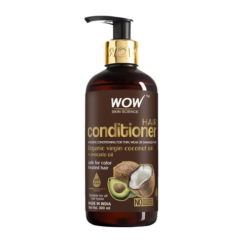 WOW Hair Conditioner - Deep Hair Conditioning for Dry Thin & Damaged Hair - Enriched with Coconut, Avocado Oil, Moroccan Argan Oil, Jojoba Oil - Vitamins B5 & E - Paraben and Sulfate Free - 10 Fl Oz