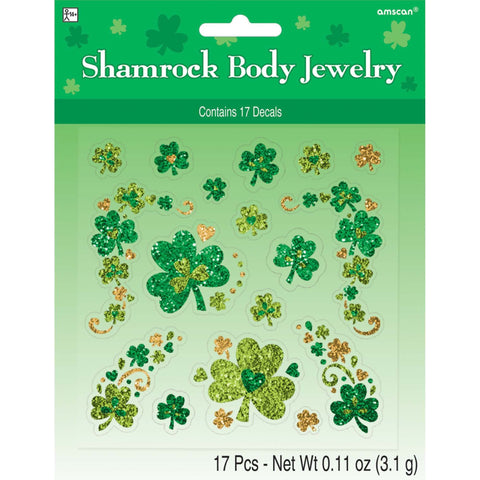 Amscan St. Patrick's Day Shamrock Glitter Body Jewelry Party Decor, One Size, Multicolor
