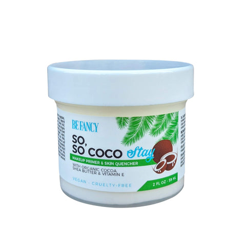 Be Fancy So, So Coco Stay Makeup Primer & Face Moisturizer Cream with Coconut Oil, Cocoa, Shea Butter, Hydrating, Dry to Oily Skin, Silicone-Free, 2 fl oz