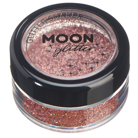 Moon Glitter Holographic Glitter Shakers 100% Cosmetic Glitter for Face, Body, Nails, Hair and Lips - 0.17oz - Rose Gold