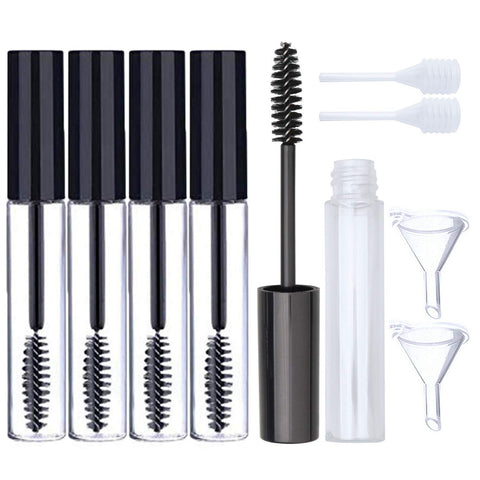 5 Pack 10ml Empty Mascara Tube with Eyelash Wand, Eyelash Cream Container Bottle with Funnels Transfer Tools for DIY Mascara Container