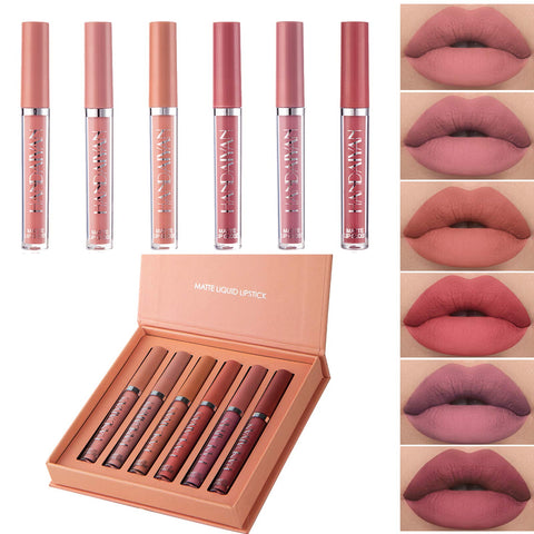 6Pcs Matte Lipstick Set Liquid Lip Gloss Velvety Not Fade Long Lasting and Waterproof Long Last Makeup Set Non-Stick Matte Finish (B)