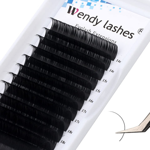 Eyelash Extension Lashes 14-20mm Length Individual Eyelashes C/D Curl Classic Eyelash Extensions Supplies .07mm Single Lashes (0.07-D, Mixed 14-20mm)
